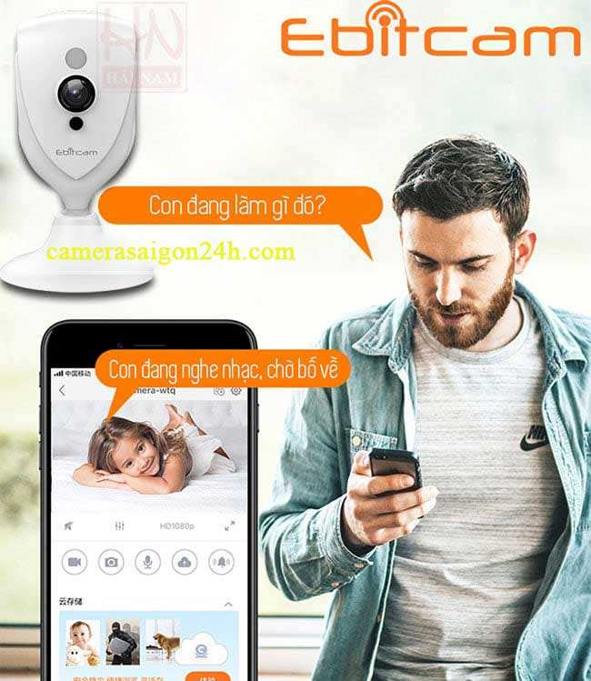 Camera EBITCAM EBF4 - Độ phân giải HD1080P  Camera IP không dây Ebitcam Cube EBF4 2M Full HD 1080P, Đàm thoại, Góc rộng giá rẻ 