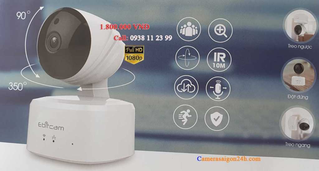 lắp camera giám sát Ebitcam giá rẻ xoay 360 E2