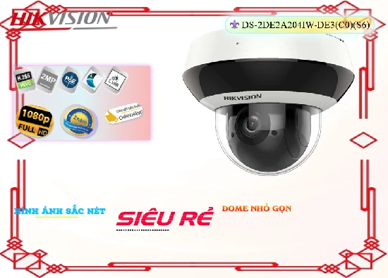  Camera quan sát DS-2DE2A204IW-DE3(C0)(S6) được Thiết kế Màu sắt trong sáng 2.0 MP Công nghệ giám sát ban đêm Hồng Ngoại 20m Thu Âm Chức năng thông minh với Hồng Ngoại Smart IR sáng đẹp hơn Progressive Scan CMOS khả năng lưu trữ lâu hơn với công nghệ H.265+/H.265/H.264+/H.264 Tích hợp công nghệ IP dễ dàng kết nối Phù hợp cho shop Xoay 360 Chức năng thông minh với Hồng Ngoại Smart IR Hồng Ngoại Smart IR