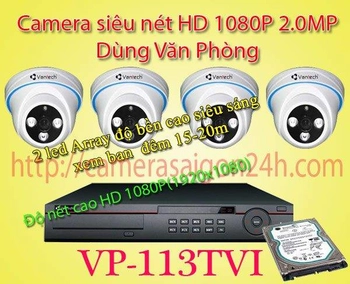  camera quan sát Full HD 1080P Trong nhà sử dụng công nghệ TVI với camera VP-113tvi đầu ghi hình vps-463TVI