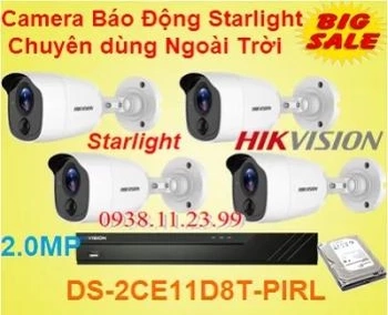  Lắp Camera Báo Động Starlight Ngoài Trời là dòng camera DS-2CE11D8T-PIRL độ phân giải 2.0MP FULL HD và Camera Báo Động Starlight có màu ban đêm quan sát rõ nét khi ánh sáng yếu , 