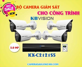 bộ camera giám sát công trình, lắp camera giám sát công trình, camera kbvision KX-C2121S5, camera KX-C2121S5,KX-C2121S5