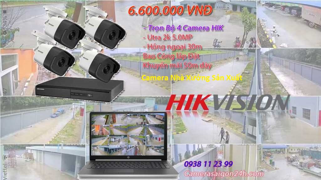 Lắp camera Nhà xưởng độ nét cao ultra 2k HIKVISION