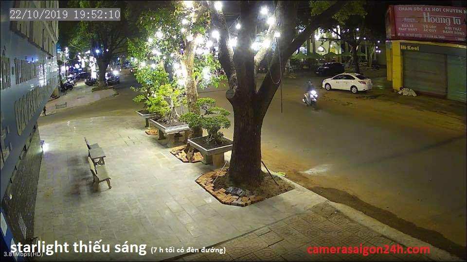 hình ảnh camera giám sát ban đêm có màu starlight hoăt động thiếu ánh sáng