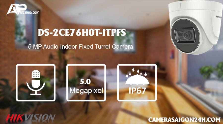 lắp camera an ninh gia đình chất lượng 2K hikvision DS-2CE76H0T-ITPFS