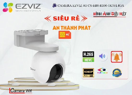  Lắp đặt camera CS-EB8-R100-1K3FL4GA chính hãng Ezviz cung cấp giải pháp giám sát an ninh tối ưu với chất lượng hình ảnh cao, tính năng chuyển động của con người, tự động theo dõi, đàm thoại 2 chiều thời gian thực, tính năng phòng vệ chủ động và tích hợp khe cắm sim 4G để giám sát từ xa qua Internet