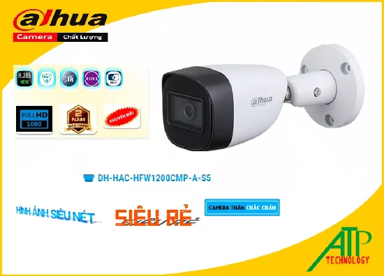  Camera DH-HAC-HFW1200CMP-A-S5,Camera DH-HAC-HFW1200CMP-A-S5 sản phẩm camera quan sát dahua chất lượng cao thông minh.Camera DH-HAC-HFW1200CMP-A-S5 là một loại camera quan sát thuộc dòng HDCVI (High Definition Composite Video Interface) của Dahua. HDCVI là một công nghệ tiên tiến được phát triển bởi Dahua, cho phép truyền tín hiệu video chất lượng cao qua cáp đồng trục. 