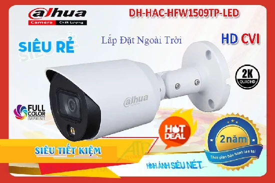  Camera DH-HAC-HFW1509TP-A-LED là dòng camera tích họp micro thu âm Camera HDCVI LITE 5MP FULL-COLOR thế hệ mới Giá  Camera DH-HAC-HFW1509TP-A-LED: 1.366.000 đ Tại An Thành Phát camera DH-HAC-HFW1509TP-A-LED Cảm biến hình ảnh: 1/2.7-inch CMOS. - Độ phân giải: 5.0 megapixel. - Ống kính cố định 3.6mm.