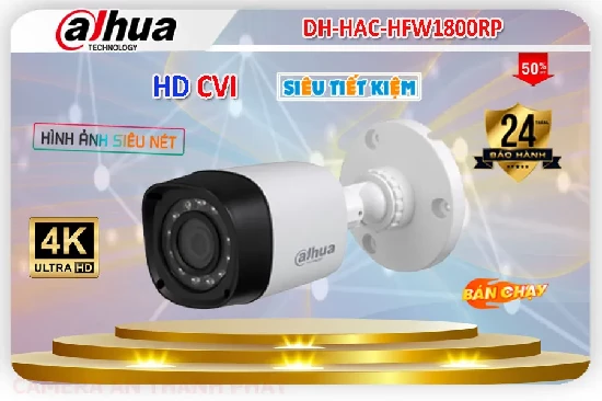  Camera Dahua DH-HAC-HFW1800RP chất lượng hình Ultra 4k sắt nét hồng ngoại 20m chống ngược sáng tốt, chuẩn chống bụi Ip67 lắp ngoài trời phù hợp Camera Dahua DH-HAC-HFW1800RP giá rẻ cho nhà xưởng ,kho hàng