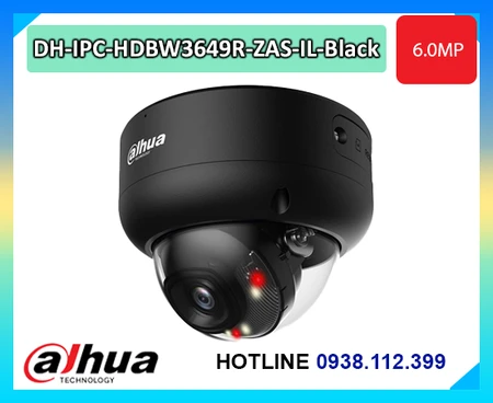 Camera Dahua DH-IPC-HDBW3649R-ZAS-IL-Black, Camera IP Dome 6MP Dahua WizSense, Camera Dahua vari-focal 2.7-13.5mm, Camera Dahua Smart Dual Light 50m, Camera AI Dahua SMD 4.0