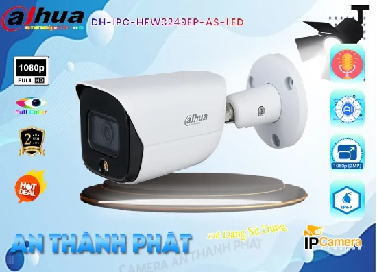  Lắp đặt camera Dahua DH-IPC-HFW3249EP-AS-LED công nghệ IP hỗ trợ công tác giám sát an ninh hiệu quả, ban đêm có màu với chất lượng hình ảnh Full HD 1080P, hỗ trợ ghi lại âm thanh rõ ràng chân thực cùng các chức năng bảo vệ an ninh tối ưu