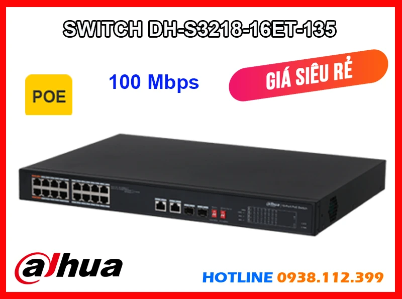 Lắp đặt camera Switch Mạng Dahua DH-S3218-16ET-135 (POE)