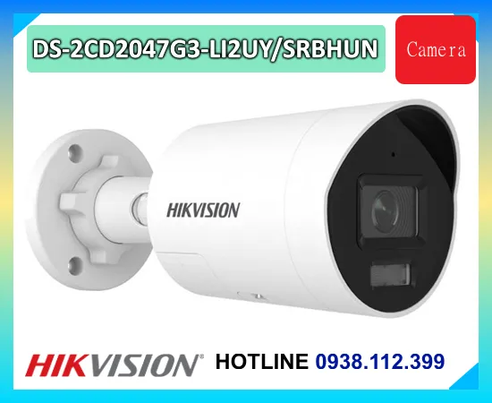  Camera DS-2CD2047G3-LI2UY/SRBHUN sở hữu độ phân giải 4MP ColorVu, ghi hình màu 24/7, AI phân biệt người và xe, tích hợp đèn chớp, còi báo động và đàm thoại hai chiều.