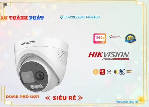  DS-2CE72DF3T-PIRXOS Camera Hikvision Full Color có màu ban đêm, Camera DS-2CE72DF3T-PIRXOS Dome 2.0 Megapixe tích hợp còi đèn báo động Camera theo ống kính. Loại 3.6mm