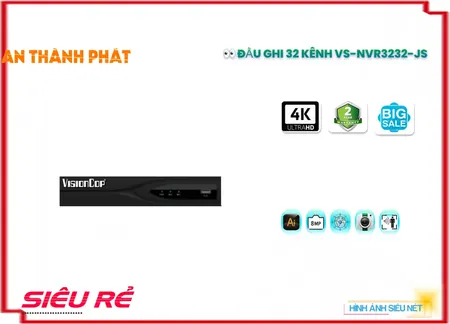  HD IP VS-NVR3232-JS tích hợp công nghệ nhìn đêm chất lượng ONVIF Hổ trợ HDD cao nhất 10TB Dung lượng lớn  Hổ Trợ eSATA Công Nghệ AI ONVIF Đầu Ghi VS-NVR3232-JS trang bị SMD Plus Chắc Chắn Đầu Ghi 32 kênh Chất Lượng Hình 8.0 MP Siêu sắc nét Ultra 4k với 8MP Sử dụng cho dự án chuyên dụng Xem ban đêm 2 HDD HD IP IP