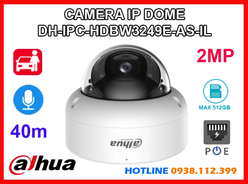 Lắp đặt camera Camera DH-IPC-HDBW3249E-AS-IL Dahua (2MP)