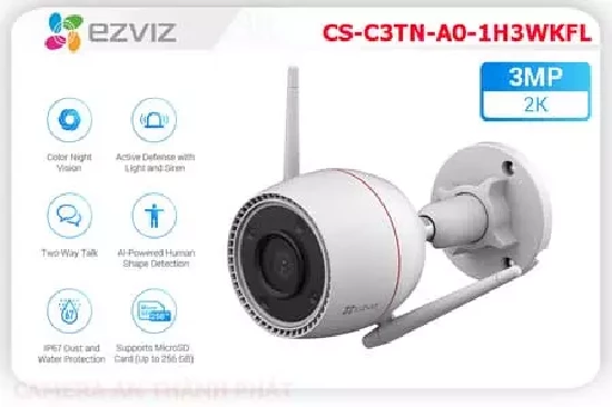  Camera EZVIZ CS-C3TN-A0-1H3WKFL,Camera EZVIZ CS-C3TN-A0-1H3WKFL,là dòng camera IP sở hữu kích thước nhỏ gọn kết hợp bộ giá treo tường và trần nhà, bạn có thể lắp nó vào bất cứ nơi nào bạn thích. Đặc biệt được thiết kế chuyên dụng lắp đặt ngoài trời, có thể chịu được thời tiết khắc nghiệt với chức năng chống nước, bụi IP66 phù hợp với nhu cầu sử dụng của hộ gia đình, công ty, cửa hàng.