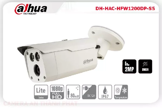  Camera dahua DH-HAC-HFW1200DP-S5,Camera dahua DH-HAC-HFW1200DP-S5 là dòng camera thân trụ ngoài trời chuyên dụng.camera có độ phân giải 2.0 Megapixel.thiết bị hỗ trợ hồng ngoại tầm nhìn xa lên tới 80m,Hình ảnh săc nét đến từng chi tiết. Sản phẩm phù hợp cho văn phòng,siêu thị,kho xưởng,văn phòng,... 