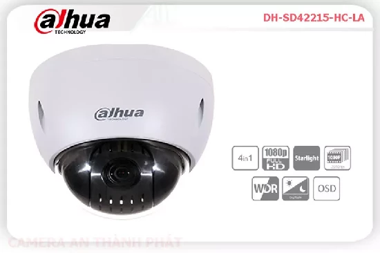  Camera dahua DH-SD42215-HC-LA,là dòng camera cao cấp dahua chất lượng cao thuộc dòng camera speed dome 2.0 megapixel.Camera hỗ trợ chức năng zoom và quay xoay 360. Chức năng zoom lên tới 15x giúp nhìn rõ các vật thể ở xa.Sản phẩm phù hợp cho văn phòng,siêu thị,cửa hàng,công ty lớn,...