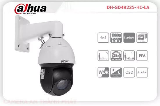 Camera speed dome DH-SD49225-HC-LA là dòng camera quan sát cao cấp speed doem thuộc thương hiệu camera quan sát dahua sản phẩm hỗ trợ nhiều chức năng ưu việt. Zoom 25x, báo động,xoay 360,... 