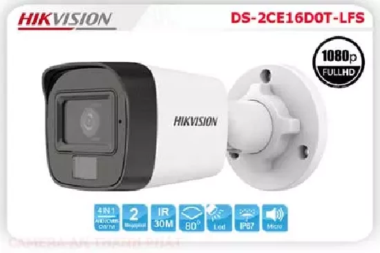  Camera HIKVISION DS-2CE16D0T-LFS,Camera HIKVISION DS-2CE16D0T-LFS là dòng Camera quan sát 2.0 Megapixel FULL HD HIKVISION DS-2CE16D0T-LFS được hỗ trợ hồng ngoại đến 30m cùng với hỗ trợ đèn ánh sáng trắng lên đến 20m.  Bên cạnh đó, camera DS-2CE16D0T-LFS còn hỗ trợ đèn LED ban đêm có màu có thể giúp cho bạn quan sát được những đối tượng từ xa kể cả vào ban đêm.
