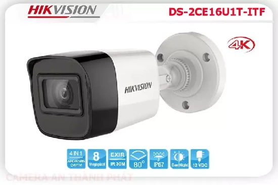  Camera hikvision DS-2CE16U1T-ITF,Camera hikvision DS-2CE16U1T-ITF là dòng camera quan sát thân trụ ngoài trời chuyên dụng. Sản phẩm có độ phân giải 8,0 megapixel độ phân giải lên tới 4k. Sản phẩm hỗ trợ hồng ngoại EXIR 30m ,Sản phẩm phù hợp cho mọi công trình văn phòng,cửa hàng,siêu thị,văn phòng    
