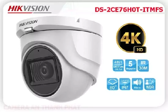  Camera quan sát HIKVISION DS-2CE76H0T-ITMFS,camera có thiết kế bán cầu chuyên dụng trong nhà. Camera có độ phân giải 5 MP Full HD cho chất lượng hình ảnh sắc nét và rõ ràng. Thêm vào đó, camera DS-2CE16H0T-ITFS được trang bị cảm biến hình ảnh CMOS cùng với độ nhạy sáng 0.01Lux. Với DS-2CE76H0T-ITMFS còn được hỗ trợ hồng ngoại 30m, hỗ trợ công nghệ cắt lọc hồng ngoại IR giúp giám sát camera rõ vào ban đêm (tuy nhiên hiển thị hình ảnh trắng đen) hiệu quả giúp giám sát được những đối tượng lạ xâm nhập. Camera còn được trang bị mic và nhiều chức năng chống ngược sáng DWDR, BLC và HLC cho ảnh rõ ràng dù trong điều kiện ánh sáng yếu.