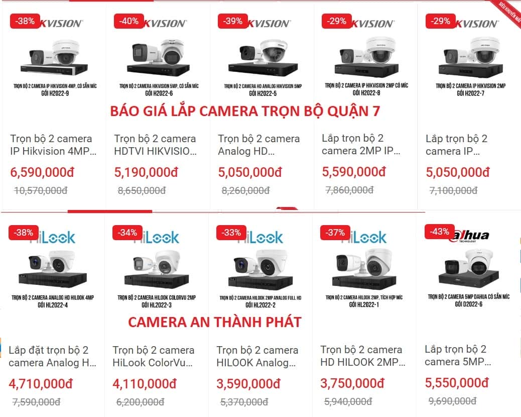 báo giá lắp camera trọn bộ tại quận 7