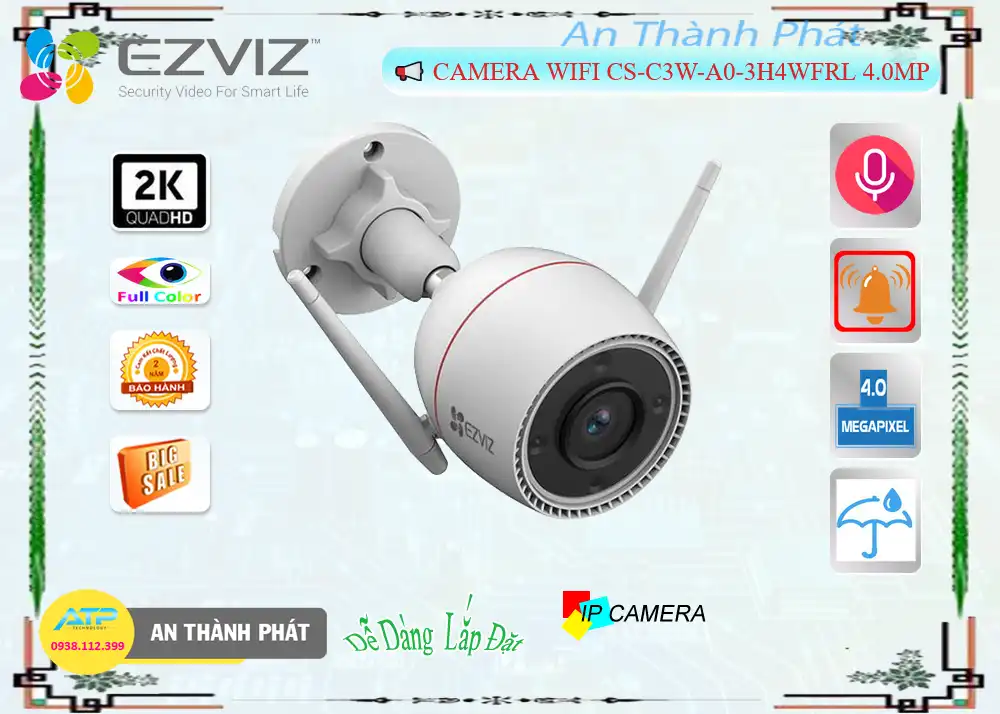 CS-H3c-R100-1K3WKFL sắc nét Wifi Ezviz