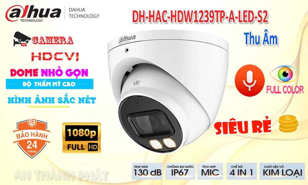 /DH-HAC-HDW1239TP-A-LED-S2 tích hợp micro và hình ảnh có màu ban đêm