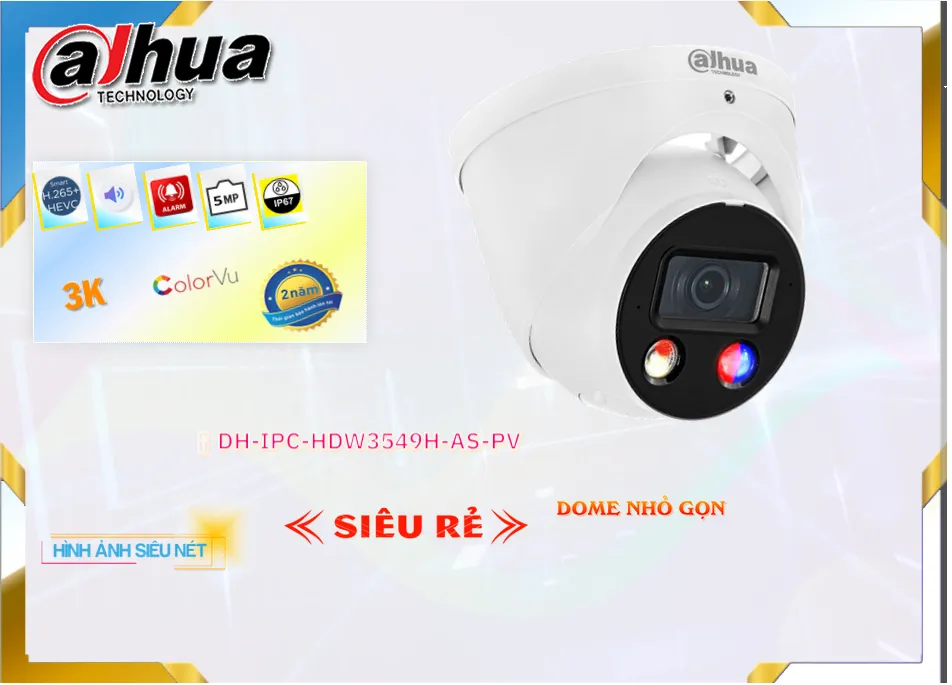 DH-IPC-HDW3549H-AS-PV Camera Dahua Thiết kế Đẹp