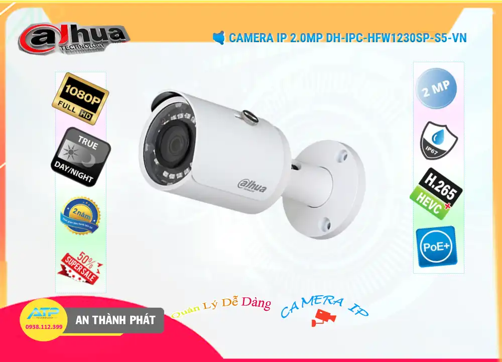 DH-IPC-HFW1230SP-S5-VN sắc nét Dahua