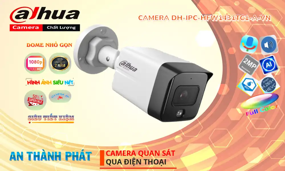 DH-IPC-HFW1431TC1-A-VN sắc nét Dahua DH-IPC-HFW1431TC1-A-VN sắc nét Dahua