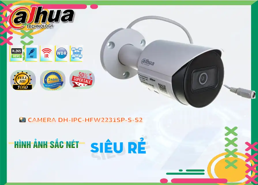 DH-IPC-HFW2231SP-S-S2 sắc nét Dahua DH-IPC-HFW2231SP-S-S2 sắc nét Dahua