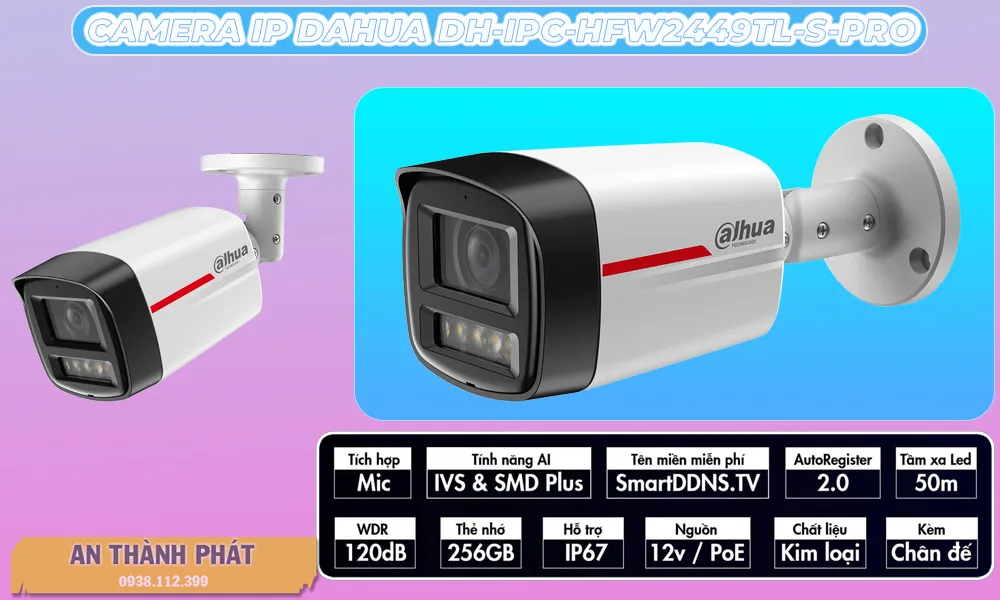 DH-IPC-HFW2449TL-S-PRO mãu camera thân ngoài trời chất lượng cao chuyên dụng