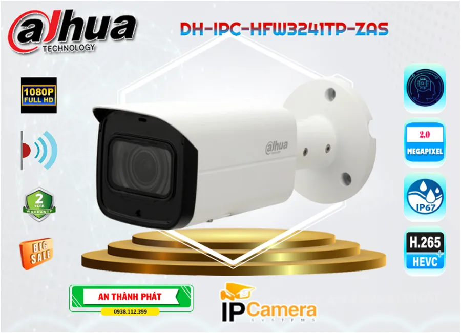 Camera IP Dahua Thân DH,IPC,HFW3241TP,ZAS,DH IPC HFW3241TP ZAS,Giá Bán DH,IPC,HFW3241TP,ZAS sắc nét Dahua
