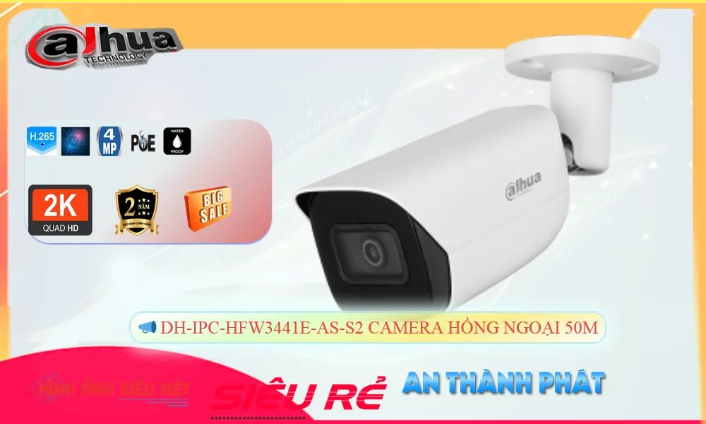 Camera An Ninh  Dahua DH-IPC-HFW3441E-AS-S2 Sắt Nét
