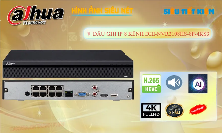 DHI-NVR2108HS-8P-4KS3 sắc nét Dahua