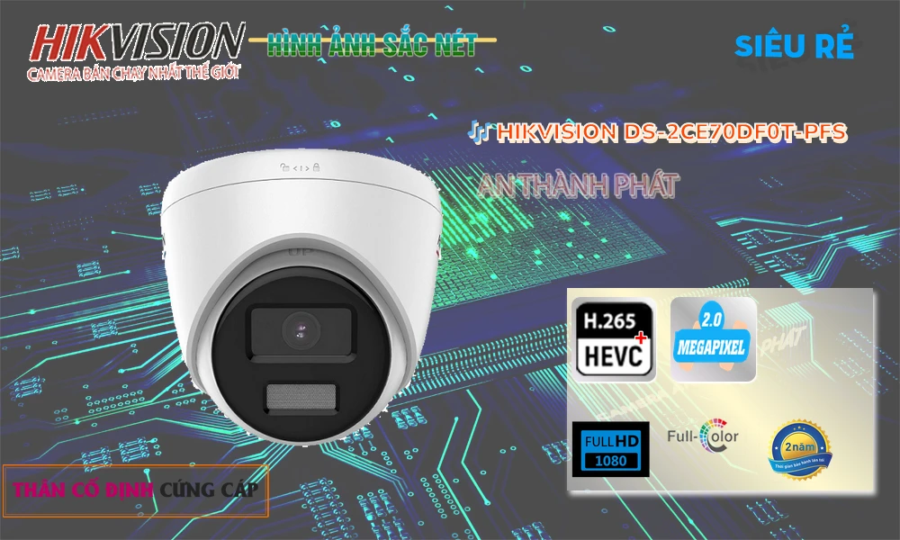 Camera Dome Hikvision DS-2CE70DF0T-PFS Có Mic Tích Hợp