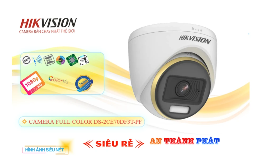 Camera Dome Hikvision DS-2CE70DF3T-PF ColorVu 2.0MP