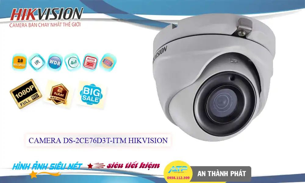 ➠  DS-2CE76D3T-ITM sắc nét Hikvision