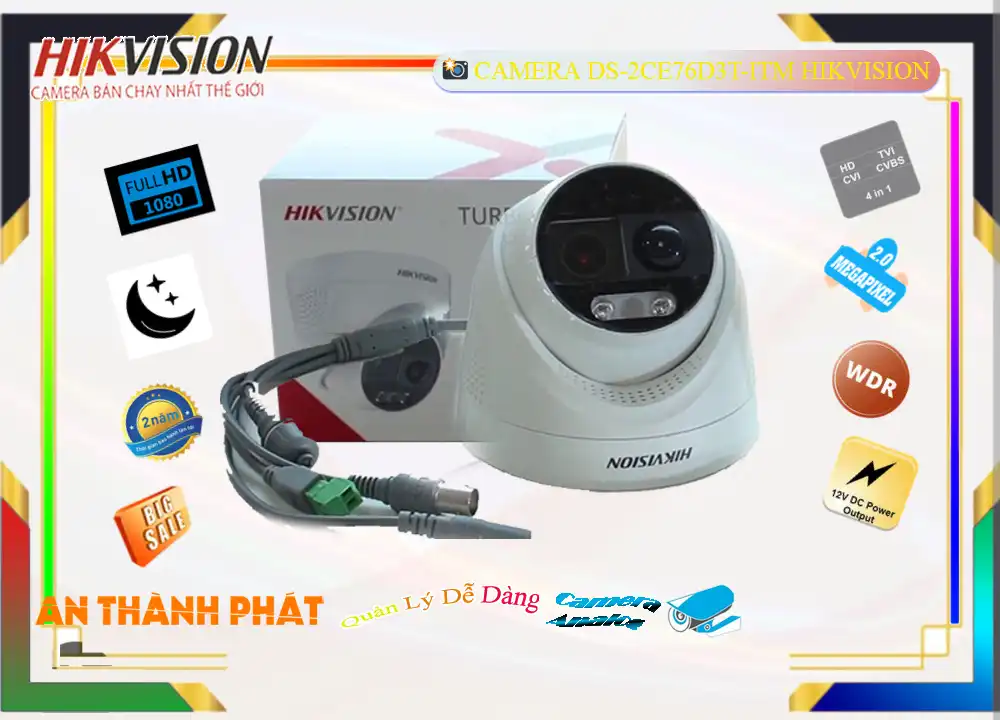 ➠  DS-2CE76D3T-ITM sắc nét Hikvision