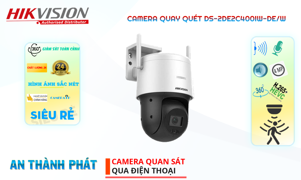 Camera An Ninh  Hikvision DS-2DE2C400IW-DE/W Thiết kế Đẹp