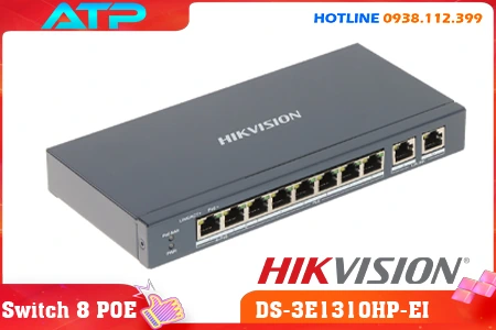 Switch PoE Hikvision DS-3E1310HP-EI, Thiết bị mạng DS-3E1310HP-EI, Switch 8 cổng PoE DS-3E1310HP-EI, Bộ chia mạng PoE DS-3E1310HP-EI, Switch cấp nguồn PoE DS-3E1310HP-EI, Switch camera IP DS-3E1310HP-EI, Switch công nghiệp DS-3E1310HP-EI.