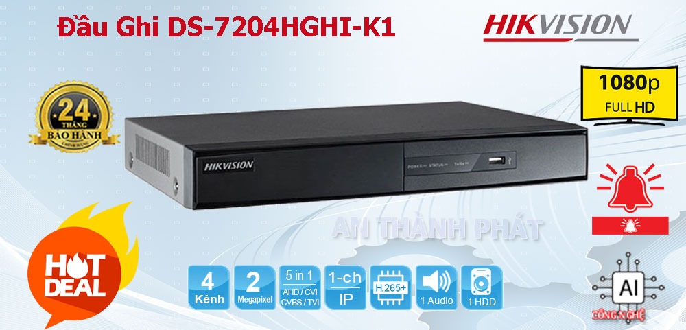 DS-7204HGHI-K1 Đầu  ghi hình 4 kênh hikvision