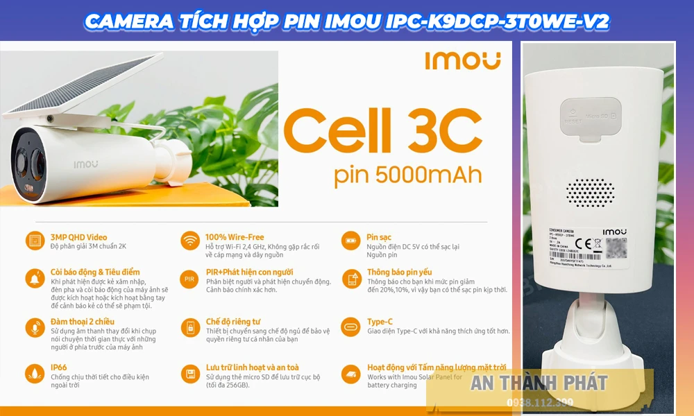 Camera Wifi Imou IPC-K9DCP-3T0WE-V2 Tích Hợp Pin Năng Lượng Mặt Trời