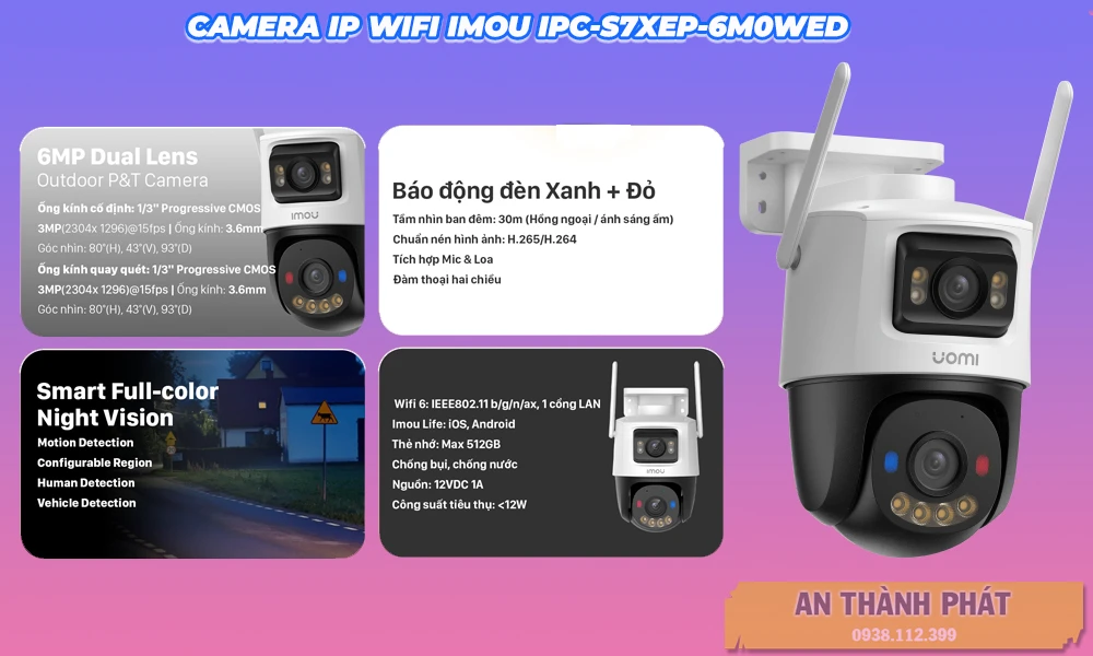 Camera IP WIFI IMOU IPC-S7XEP-6M0WED 2 Mắt  6 MP
