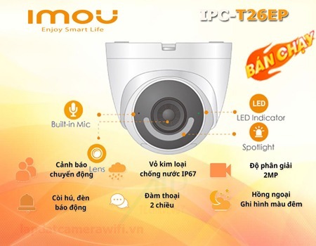 Camera IMOU IP Dome Turret IPC-T26EP 2.0Mpx 1080P 