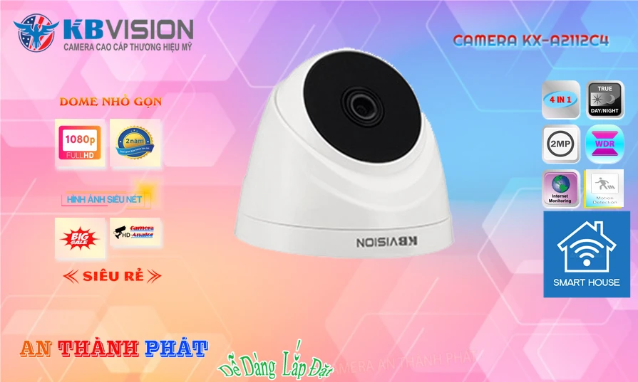 Camera Kbvision KX-A2112C4 sắc nét đến 2.0MP