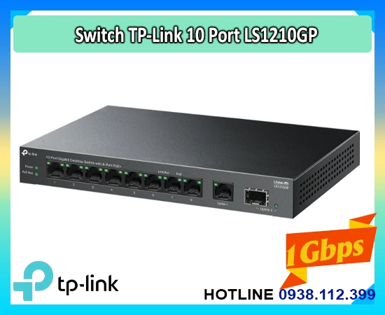 switch tp-link LS1210GP, bộ chia mạng LS1210GP, switch 8 cổng PoE tp-link LS1210GP, bộ chia LS1210GP giá rẻ, switch LS1210GP cho camera, bộ chia mạng gigabit LS1210GP, switch cấp nguồn LS1210GP